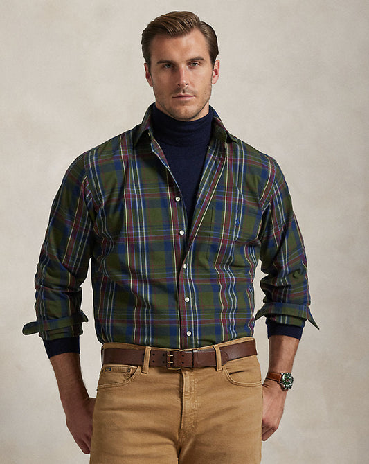 Plaid Performance Shirt Olive Navy Multi