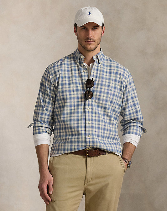 Plaid Oxford Shirt Blue Cream