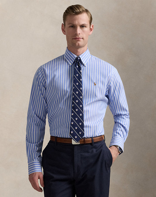 Custom Fit Striped Pinpoint Oxford Shirt Blue/White