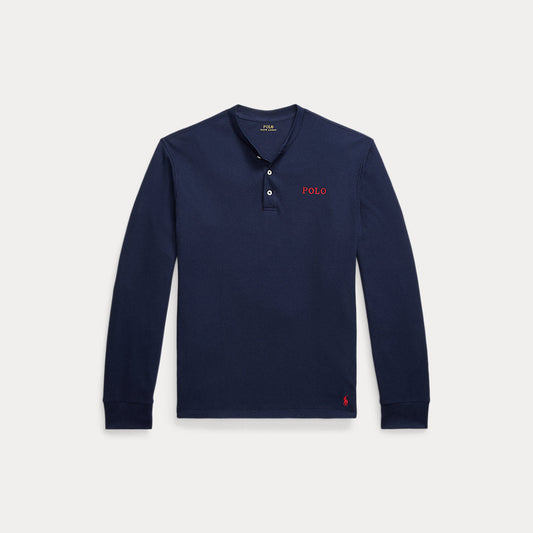 Waffle-Knit Henley Sleep Shirt Cruise Navy