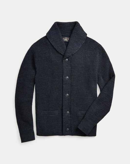 Cotton Shawl-Collar Cardigan Dark Navy Heather