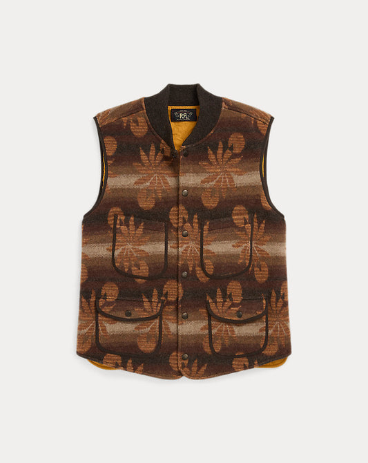 Wool-Cashmere Sleeveless Cardigan Brown Multi