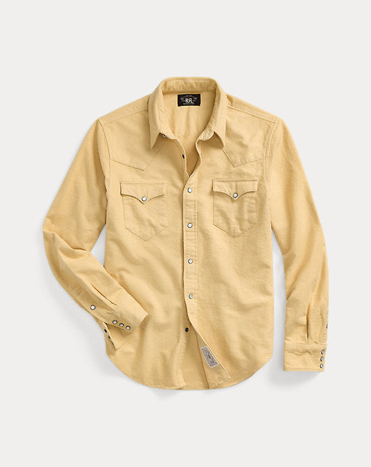 Slim Fit Chamois Western Shirt Faded Yellow