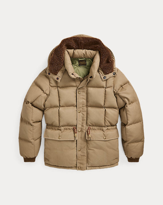 Quilted Hooded Jacket Vintage Khaki