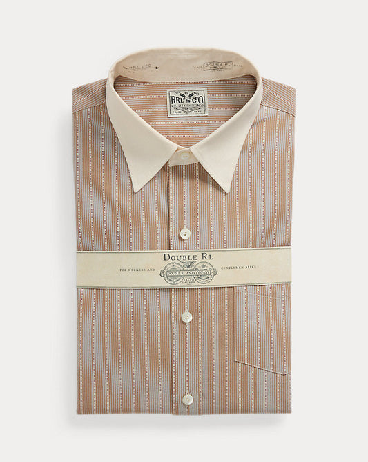 Slim Fit Striped Dobby Shirt Rust Multi