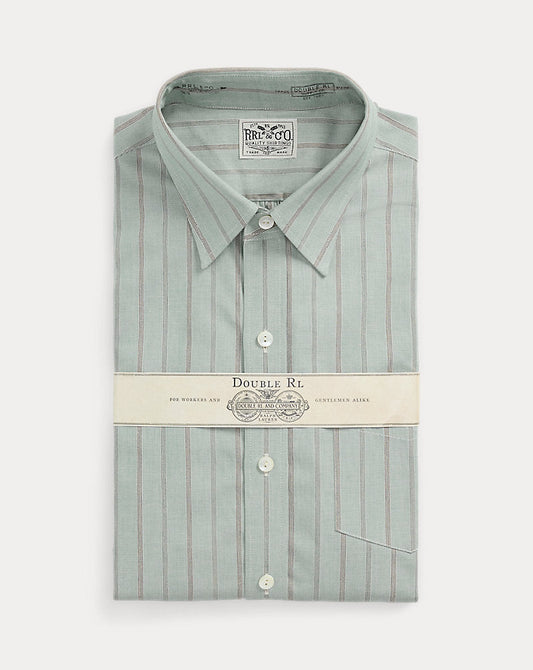 Slim Fit Striped Dobby Shirt Green Multi