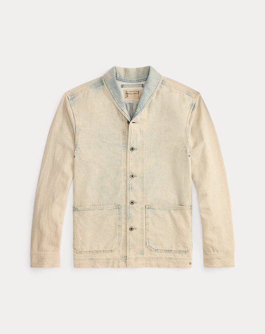 Washed Indigo Selvedge Denim Overshirt Faded Indigo
