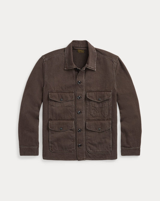 Twill Utility Shirt Jacket Dark Brown