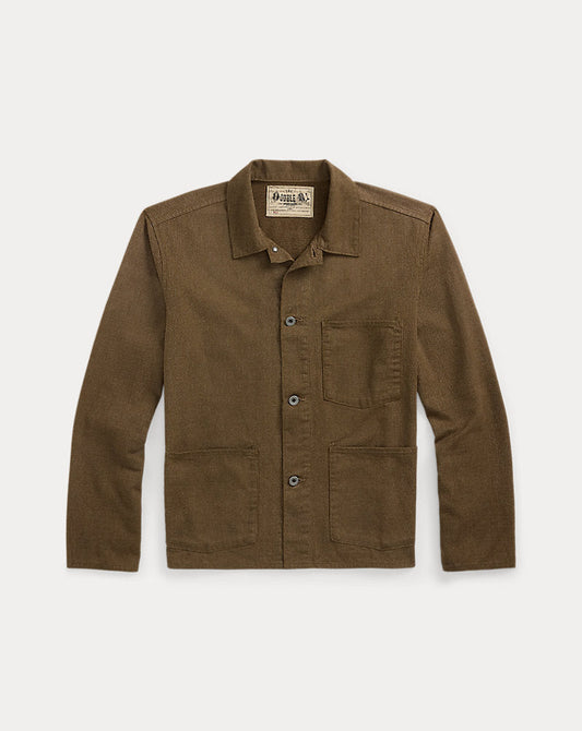 Striped Twill Utility Jacket Vintage Brown