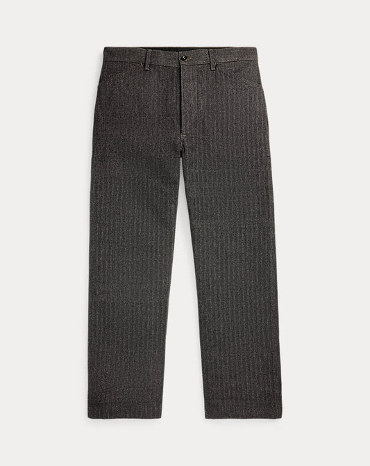 Cotton-Linen Herringbone Field Trouser Grey Multi
