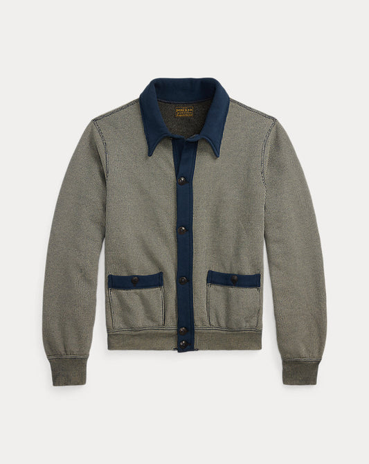 Striped Jacquard-Knit Cardigan Navy Multi