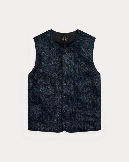 Print Indigo Fleece Waistcoat Navy Multi