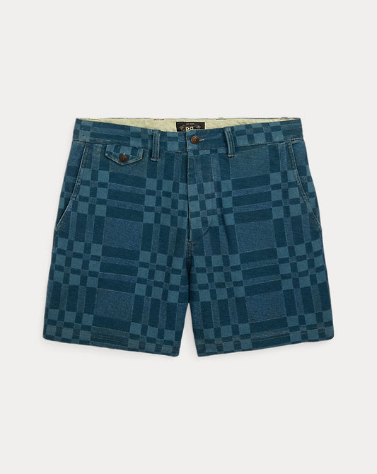 Indigo Plaid-Print Jersey Short Indigo Multi