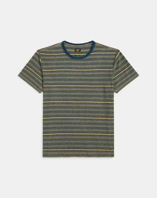 Indigo Striped Jacquard T-Shirt Cream/Multi