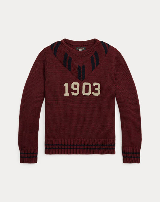 Appliqu¨¦d Wool Jumper Maroon/Navy