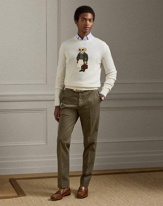Slim Hand-Tailored Stretch Chino Trouser Thicket Moss